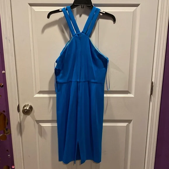 Cynthia Steffe Midi Dress Halter Neck Knee Length Blue Size 10 - Picture 12 of 17